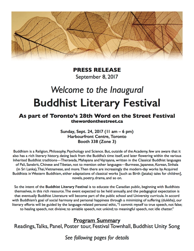 Buddhist Literary Festival in Toronto